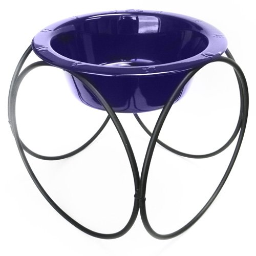 Platinum Pets Single Olympic Diner Feeder with Stainless Steel Dog Bowl, 50 oz, Purple
