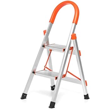 kingso lightweight slip aluminum anti step stepladder stool ladder sturdy folding rubber platform wide hand suitable patio portable kitchen use