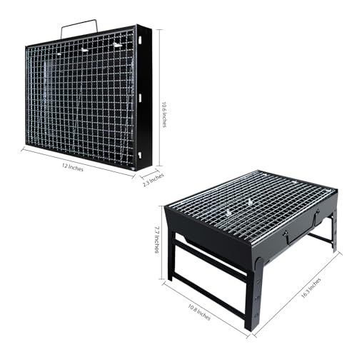 BBQ Barbecue Grill, Portable Foldable Charcoal Grill for Outdoor, Stainless Steel BBQ Tabletop Smoker for Picnic, Garden, Terrace, Camping, Travel, Hiking