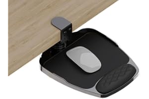 SKYZONAL Clamp-on Mouse Tray Under Desk Adjustable Clamp Rotating Wrist Mouse Extended Holder for Desks Computer Platform Tra