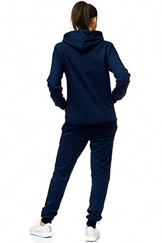 Violento-Damen-Jogging-Anzug-Baumwolle-Trainings-Jacke-mit-Reiverschluss-Hose-mit-Tunnelzug-und-Zugband-Uni-586-S-3XL