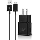 Samsung Galaxy Tab S2 8.0-inch Adaptive Fast Charger Micro USB 2.0 [1 Wall Charger + 5 FT Micro USB Cable] AFC uses dual voltages for up to 50% faster charging! - BLACK - Bulk Packaging