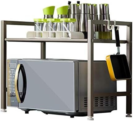 Platforms & Stands Printer Shelf Kitchen Microwave Rack 2 Shelf Oven Storage Rack Save Space Storage Rack Finishing Shelf Stainless Steel 304 (Color : Gray, Size : 60cm*32cm*48cm)