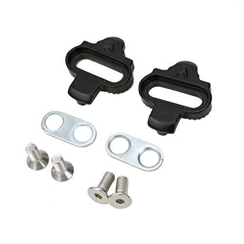 WSSROGY 1 Pair Pedal Cleats 4 Screw 2 Metal Gasket Black Bike Cleats Mountain Bike Pedals Cleat Set for Shimano SPD