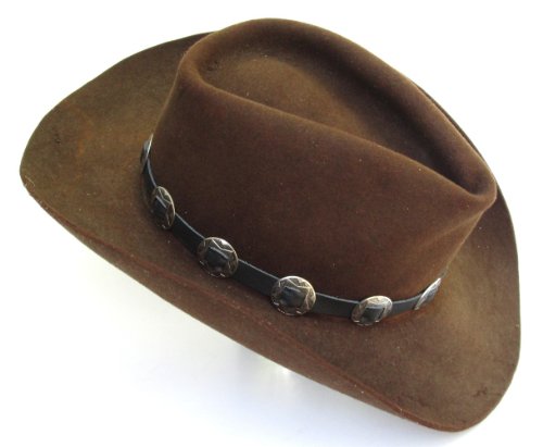 Western Hatband Hat Band Black Leather with 10 Antiqued Conchos NEW