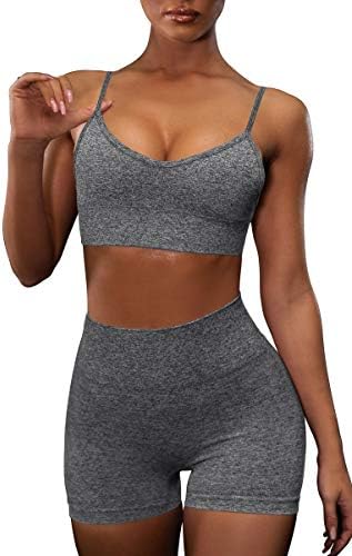 OQQ Yoga Outfit for Women Seamless 2 Piece Workout Gym High Waist Leggings with Sport Bra Set