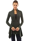 PattyBoutik Women's Buckle Braid Front Cardigan (Dark Green S)