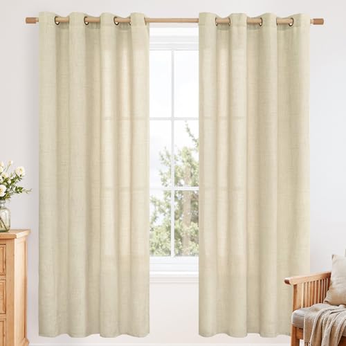 YoungsTex Sand Linen Semi Sheer Curtains 72 Inch Length at Amazon