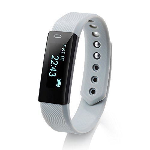 Fitness Tracker LCStream ID115 Smart Bracelet Bluetooth Call Remind Remote Self-Timer Smart Watch Activities Tracker Calorie Counter Wireless Pedometer Sleep monitor pedometer for iOS Android ( Gray )