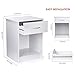 INTEY White Nightstand, Bedside Table with Drawer and Storage Shelf, End Table for Bedroom Living Room Home Furniture