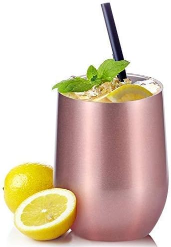 Stemless Drinking Tumbler, Stainless Steel Mug With Lid For Travel, Boating or Home - Rose Gold Gift For Women - Perfect Gifts or Birthday Presents For Friends - Party Cups as Favors