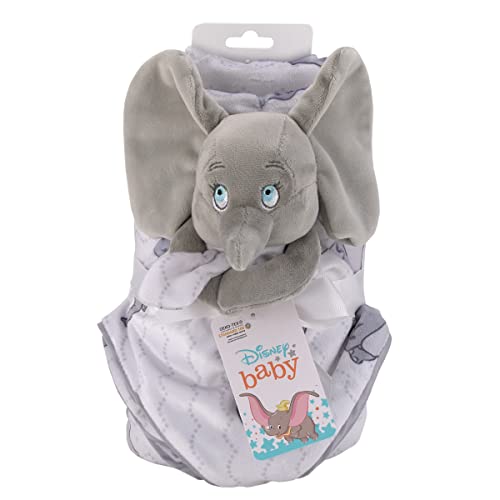 Disney Dumbo Gray and White Super Soft Sherpa Baby Blanket and Security