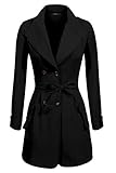 Finejo Women's Double Breasted Slim Fitted Dust Coat Winter Trench Coat Jacket