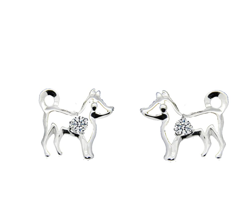 Baobei 925 Sterling Silver Zirconia Chinese Zodiac Signs Stud Earrings Cute Luckey birthday Animal Design for Women and Girls, Friendship Birthday Gift (dog earrings)
