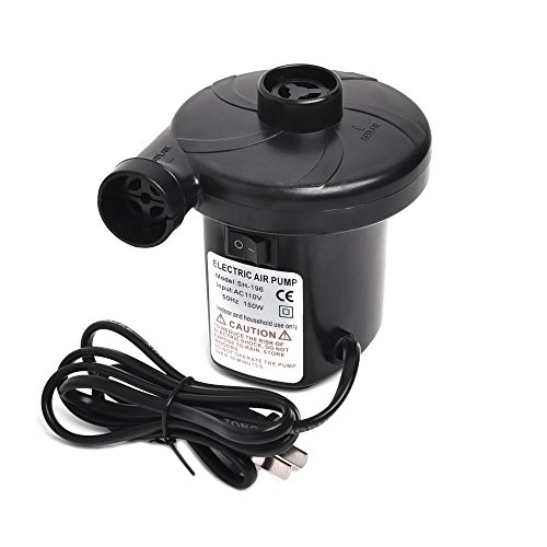 CISNO Electric Air Pump for Inflatables Air Mattress Toys Bed Lake Floats Rafts Pool Quick-Fill Portable Inflator/Deflator with 3 Nozzles 110V/150W