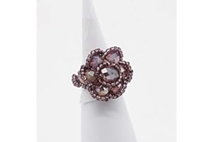 AFRICANBEADS Handmade Blooming Rose Flower Crystal Stretch Ring Elastic Rope with Colorful Crystal Beads Adjustable Statement Ring