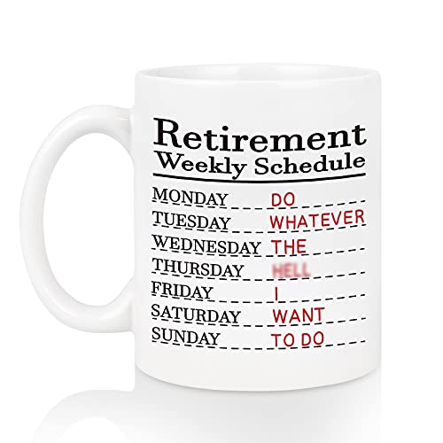 Funny Retirement Gifts, Retirement Weekly Schedule Coffee Mug