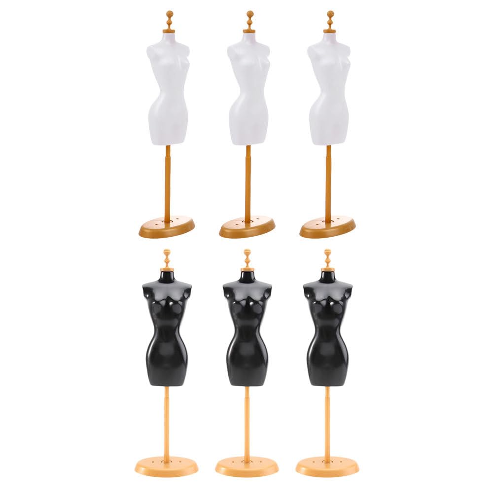 iplusmile Dress Form Mannequin Stand- 15cm Doll Dress Form Display Rack- Doll Dress Clothes Mannequin, Small House Accessory (6pcs)