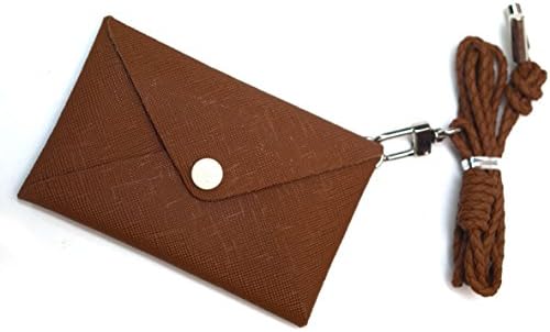Leather Business Cards Holder Wallet Coin Purse Neck Strap VP103 (Brown)