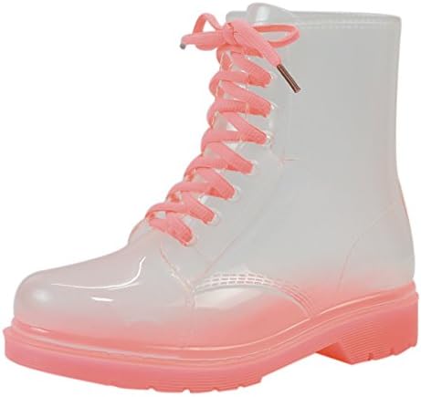 Women's Transparent Waterproof Jelly Rain Boots Lace-up Round Toe Martian Rain Shoes Green US 7