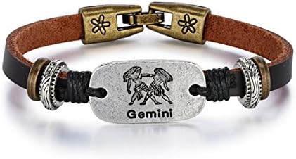 YOYOMA Men and Women Bracelet,Leather Constellation Cuff Bracelet for Boys Charm Bracelet Girls Bangle Bracelet