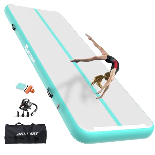 AKSPORT Air Matte Track Tumbling Matte,3/4/5/6m Aufblasbar Gymnastikmatte Turnmatte Tumbling Matten 10/20cm hoch mit Luftpumpe für Zuhause/Taumel/Turn