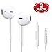GETIEN 11 Wire Headphones Earbuds with Mic Earphones and Remote Control for Apple iPhone/iPod/iPad/Samsung Galaxy, White, 2 Piece
