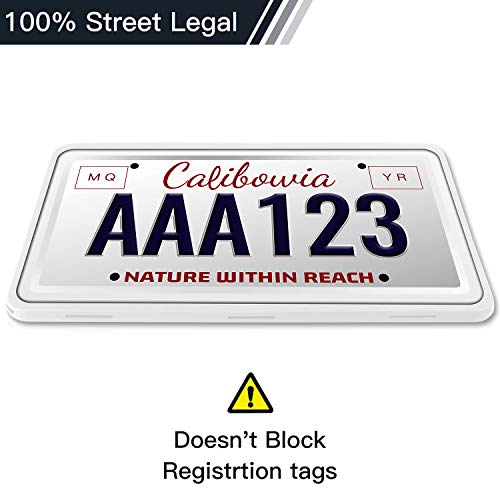 Intermerge Silicone License Plate Frame Holders Rust-Proof/Rattle-Proof/Weather-Proof with Drainage Holes Universal American Car Licenses Plate Covers (White)
