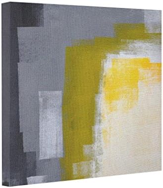 SMALL Poppy Gallery Wrapped Canvas 'Block Party' Grey and Yellow Abstract Art Photo Canvas Print