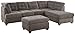 BOBKONA Michelson 3-Piece Reversible Sectional with Ottoman Sofa Set, Charcoal