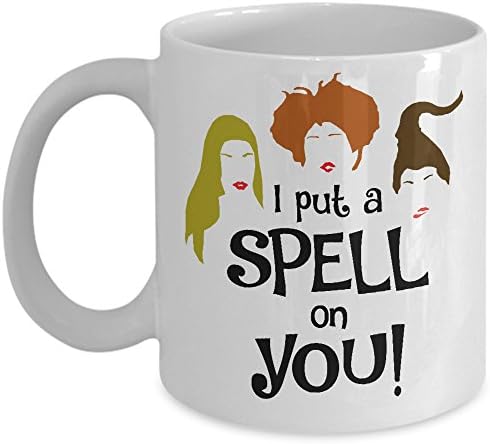 I Put A Spell On You Mug - Funny Happy Halloween Witch Coffee & Teacup 11oz Ceramic Novelty Cup - Great Unique Gift Idea For Fall, Christmas, Birthday, Anniversary, Xmas For Her or HIm
