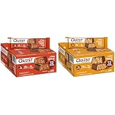 Quest Hero Protein Bars, Crispy Chocolate Caramel Pecan and Chocolate Peanut Butter, 15-18g Protein, 1g Sugar, 12 Count