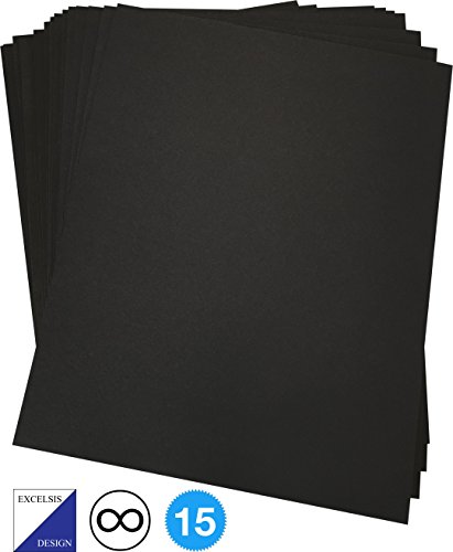 Excelsis Design, Pack of 15, Foam Boards (Acid-Free), 8x10 Inches, 3/16 Inch Thick Mat, Black with Black Core (Foam Core Backing Boards, Double-Sided Sheets)