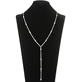 Lariatneck Y Lariat Necklace for Women Long Drop CZ Station Y shape Necklace Chain
