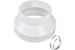 Enenes Duct Reducer, PVC Duct Adapter, 8 to 6 Inch PVC Reducer Duct Increaser for Grow Tent HVAC Ventilation System With 2PCS Hose Clamps (8 Inch to 6 Inch)