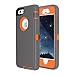 MAXCURY Case for iPhone 6, Heavy Duty Shockproof Portective Case for iPhone 6/6S (4.7 Inch) with Built-in Screen Protector - Charcoal and Orange