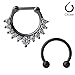 Ruifan 16G Horseshoe Circular Barbell and Nose Ear Daith Septum Clicker Ring with Clear CZ Gems 316L Surgical Steel 2PCS - Gun