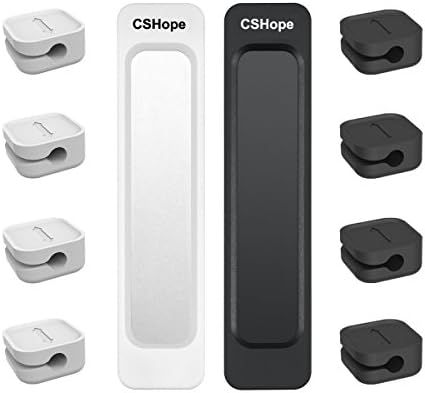 CSHope Magnetic Cable Holder Cable Clips Organizer Multipurpose Cord Management for All Wires(2 Pack, Black and White)