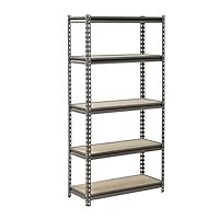 Muscle Rack UR301260PB5P-SV Silver Vein Steel Storage Rack, 5 Adjustable Shelves, 4000 lb. Capacity, 60" Height x 30" Width x 12" Depth