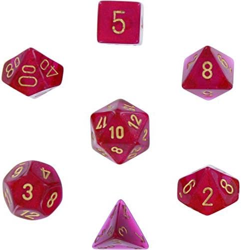 Polyhedral 7-Die Borealis Dice Set - Magenta with Gold [Toy] by Polyhedral