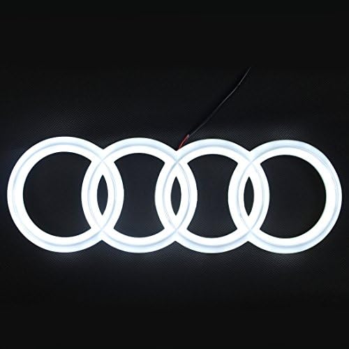 JetStyle [2018 UPGRADED] Audi A6 Q3 Q5 Q7 LED Emblem, Front Car Grill Badge, Auto Illuminated Logo, Glowing Rings, Lights DRL Daytime Running Lights White - Drive Brighter