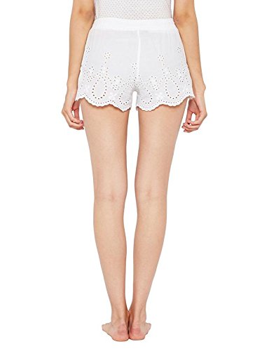 oxolloxo night wear white crochet detailed shorts