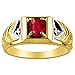 Mens Ruby & Diamond Ring 14K Yellow Gold Band