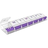 Ezy Dose Weekly (7-day) Push Button Pill Organizer and Planner (2XL)│ Arthritis Friendly