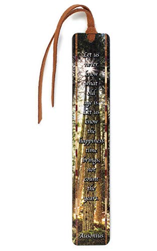 Wooden Bookmark with Ausonius Happiness Quote and Color Photograph by Mike DeCesare – Olympia National Park, Washington