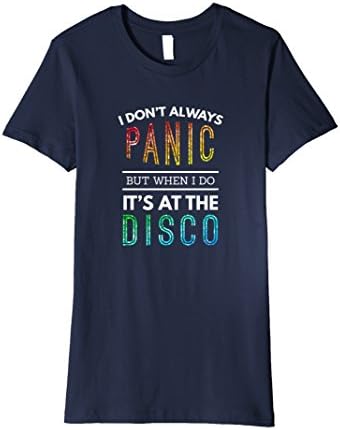 Womens I Don't Always Panic But When I do It's At the Disco T-Shirt Small Navy