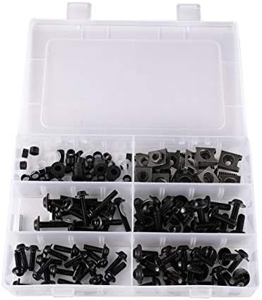 Motorcycle Fairing Bolt Kit Screws Fasteners Mounting Kits Washers Nuts Screws Clips Assortment fitsfor GSXR600 GSXR750 1000 GSX1300R SV650 (Black)