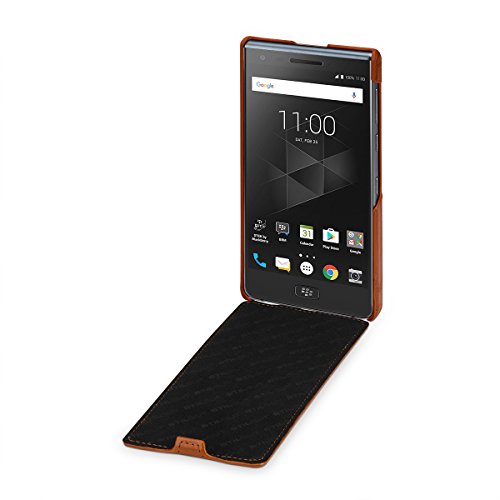 StilGut BlackBerry Motion Case, Up-down Open Leather Case for BlackBerry Motion, Cognac Brown