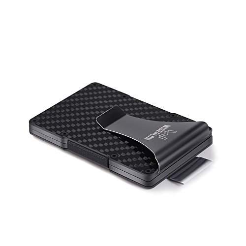 Wigerlon Minimalist Aluminum Metal Wallet And Slim Carbon Fiber Wallets- RFID Blocking Card Holder With Money Clip Carbon Fiber