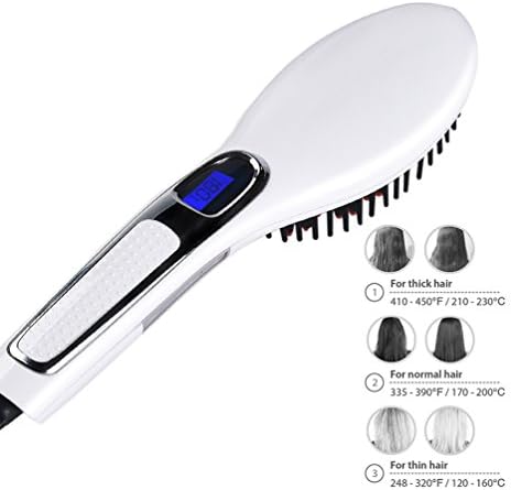 Hair Straightener Brush Anti Static Ceramic Heating Detangling Hair Brush Faster Straightening Styling Tools Hair Straightening Iron (silver and white)